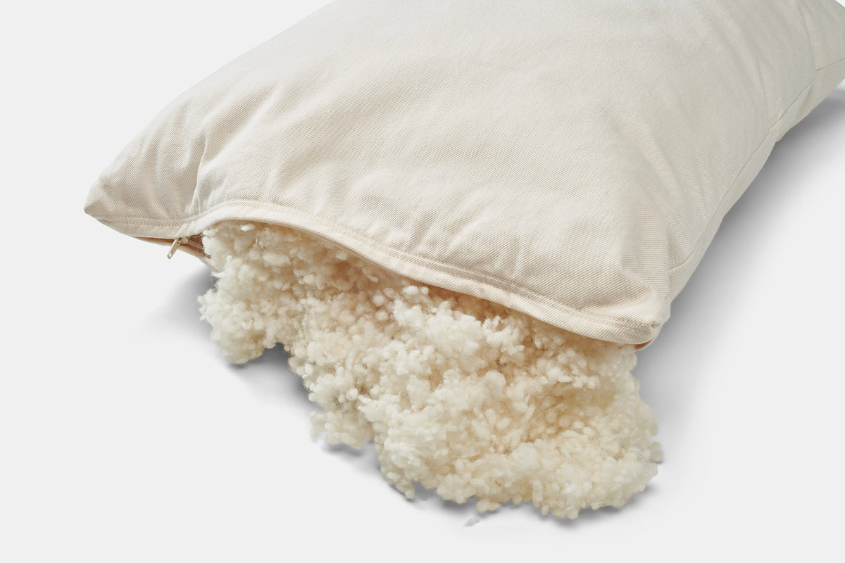 Pillow with Wool Coming Out Bed Pillow Natural Cotton Wool Fill Made in USA