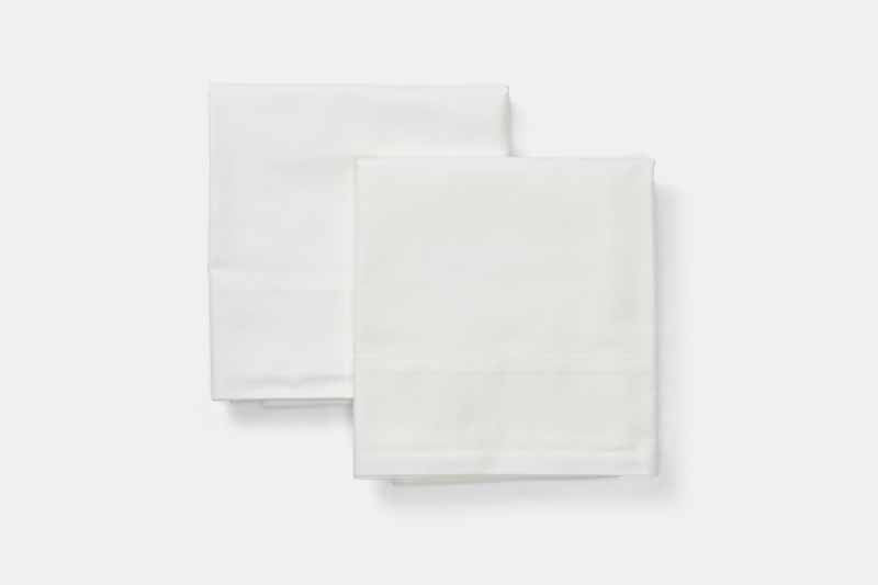 Two Folded Stacked Pillowcases Color White Bed Pillow Cases / Covers Natural Cotton Made In USA