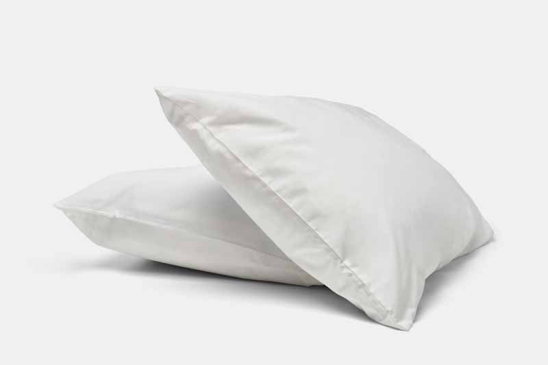 Two Pillows Stacked Color White Bed Pillow Cases / Covers Natural Cotton Made In USA