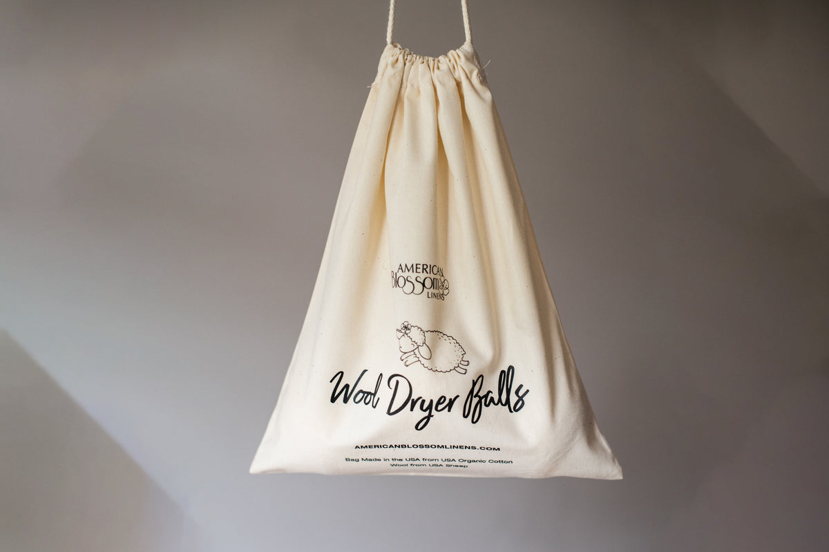 Hanging Bag Reusable Dryer Ball Set Natural Wool Made in USA