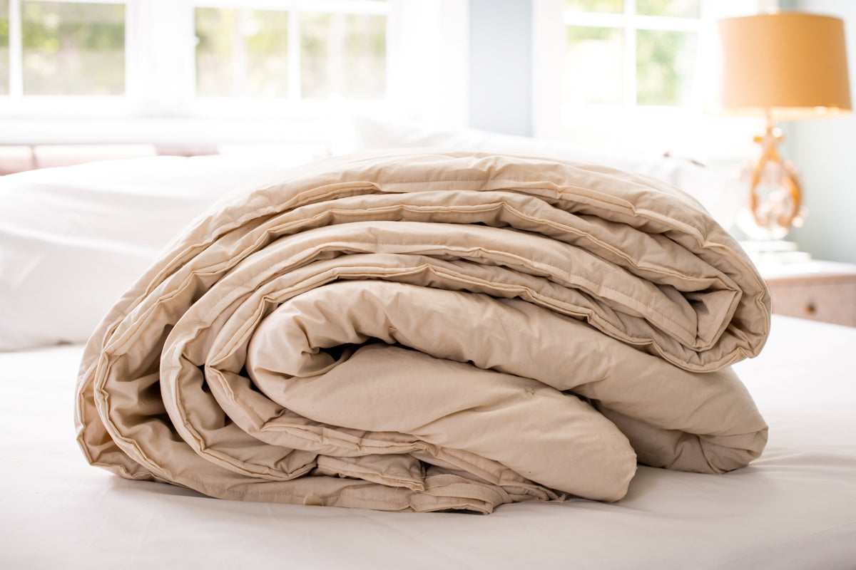 Side View of Folded Duvet Insert Bedding Duvet Insert / Comforter Natural Wool USA Made