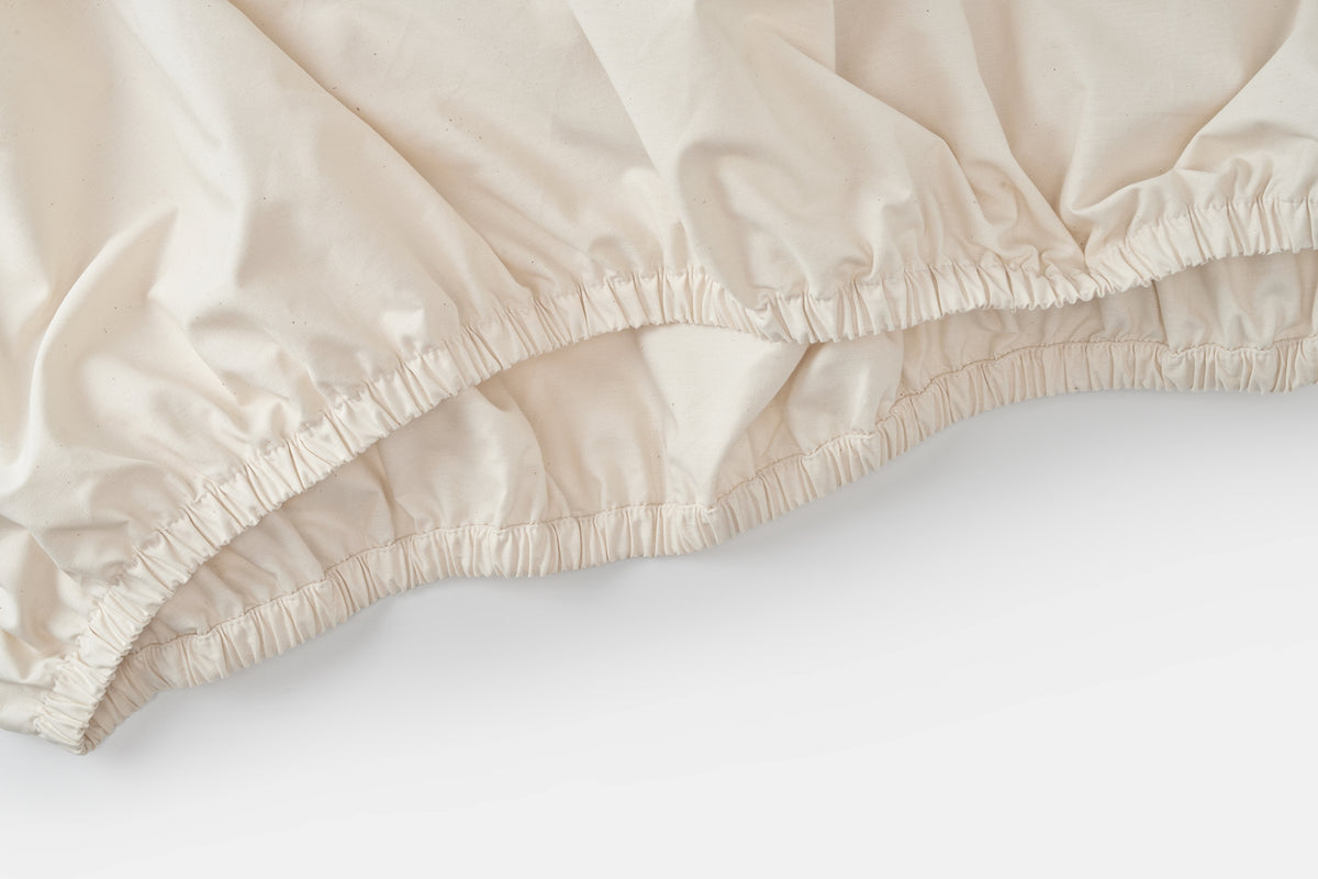 Closeup of Elastic Color Natural Single Fitted Bed Sheet [Separate] Cotton Made in USA