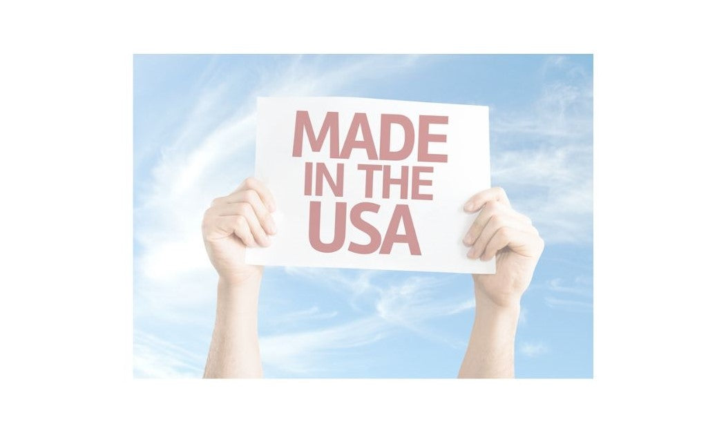 Person holding up a made in the USA sign.