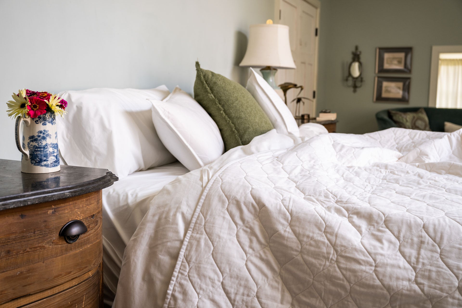 bed with quilt