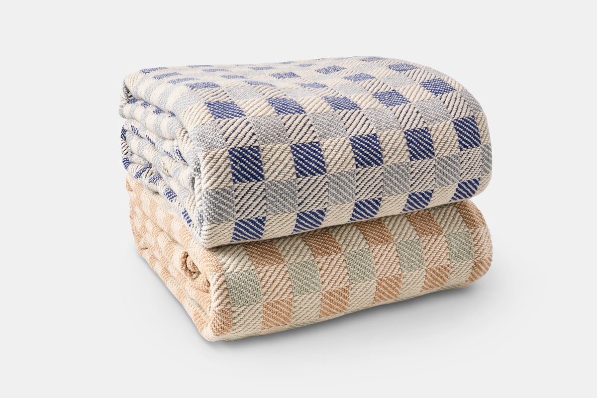 Block Pattern Cotton Blanket