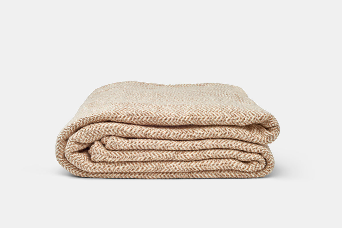 Folded Blanket American Harvest  Herringbone Weave Cotton Made in USA