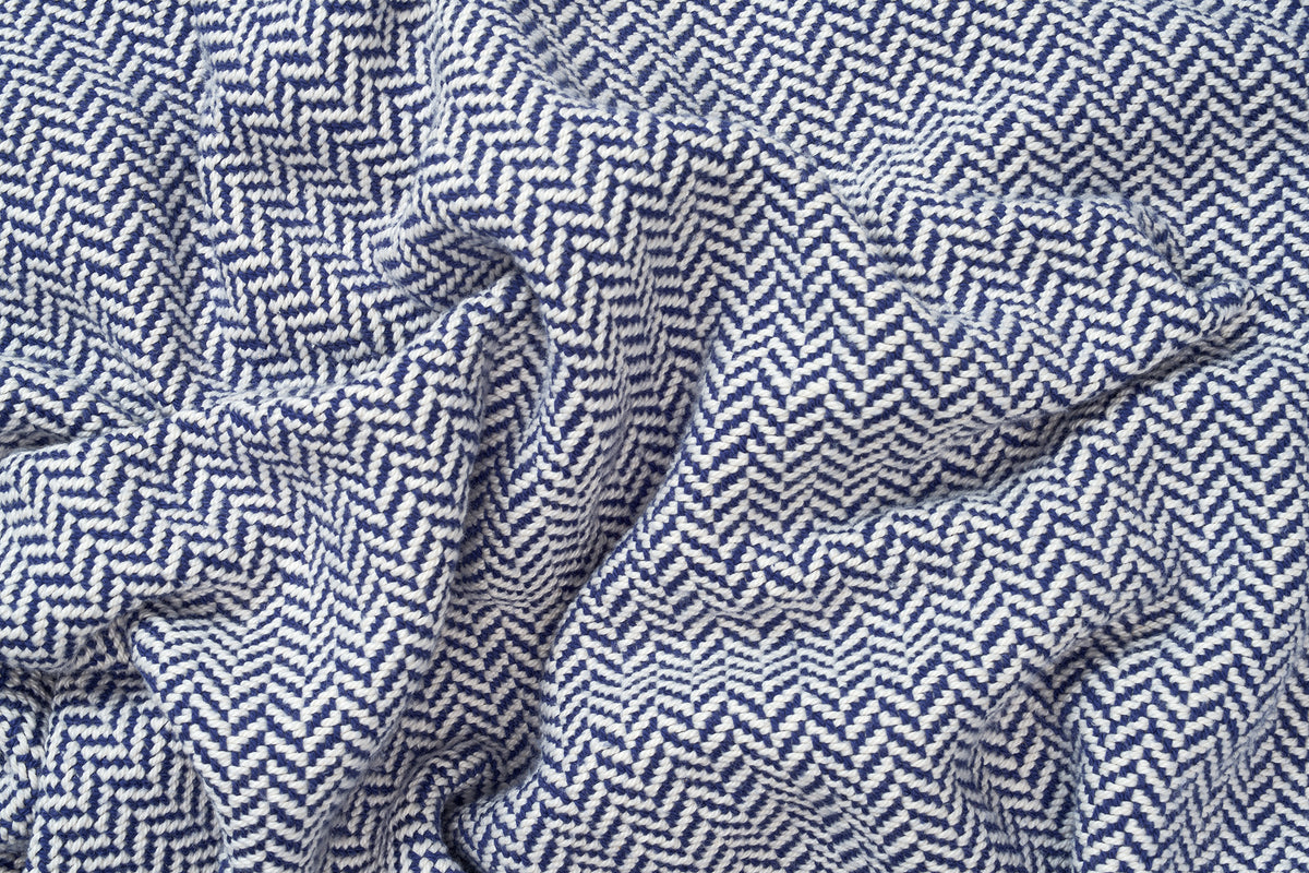 Blanket Fabric Patriot Blue  Herringbone Weave Cotton Made in USA