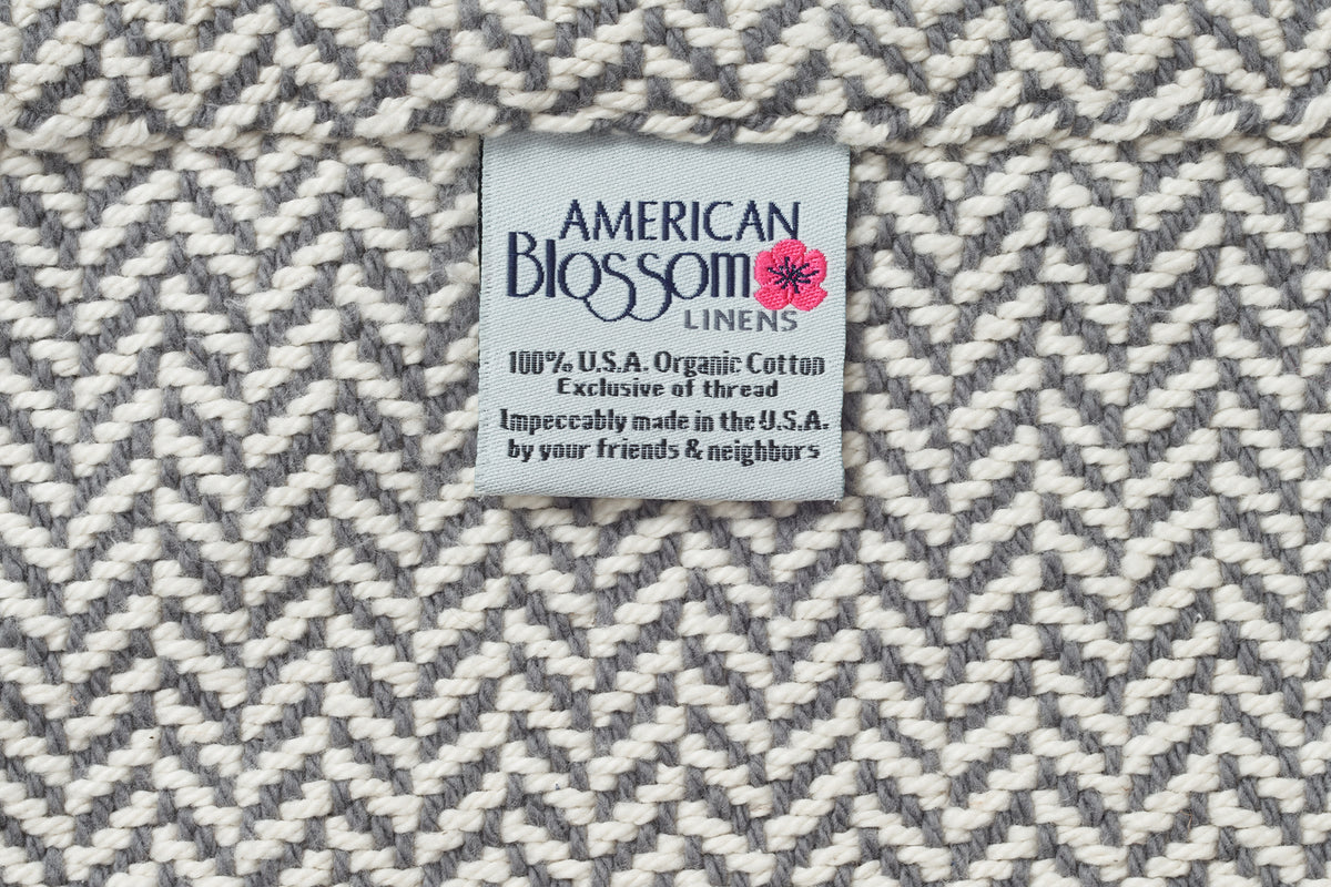 Blanket Tag Mountain Grey  Herringbone Weave Cotton Made in USA