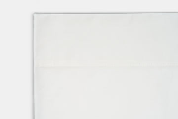 Closeup of Hem Color White Bed Sheet Set Percale Natural Cotton Made in USA