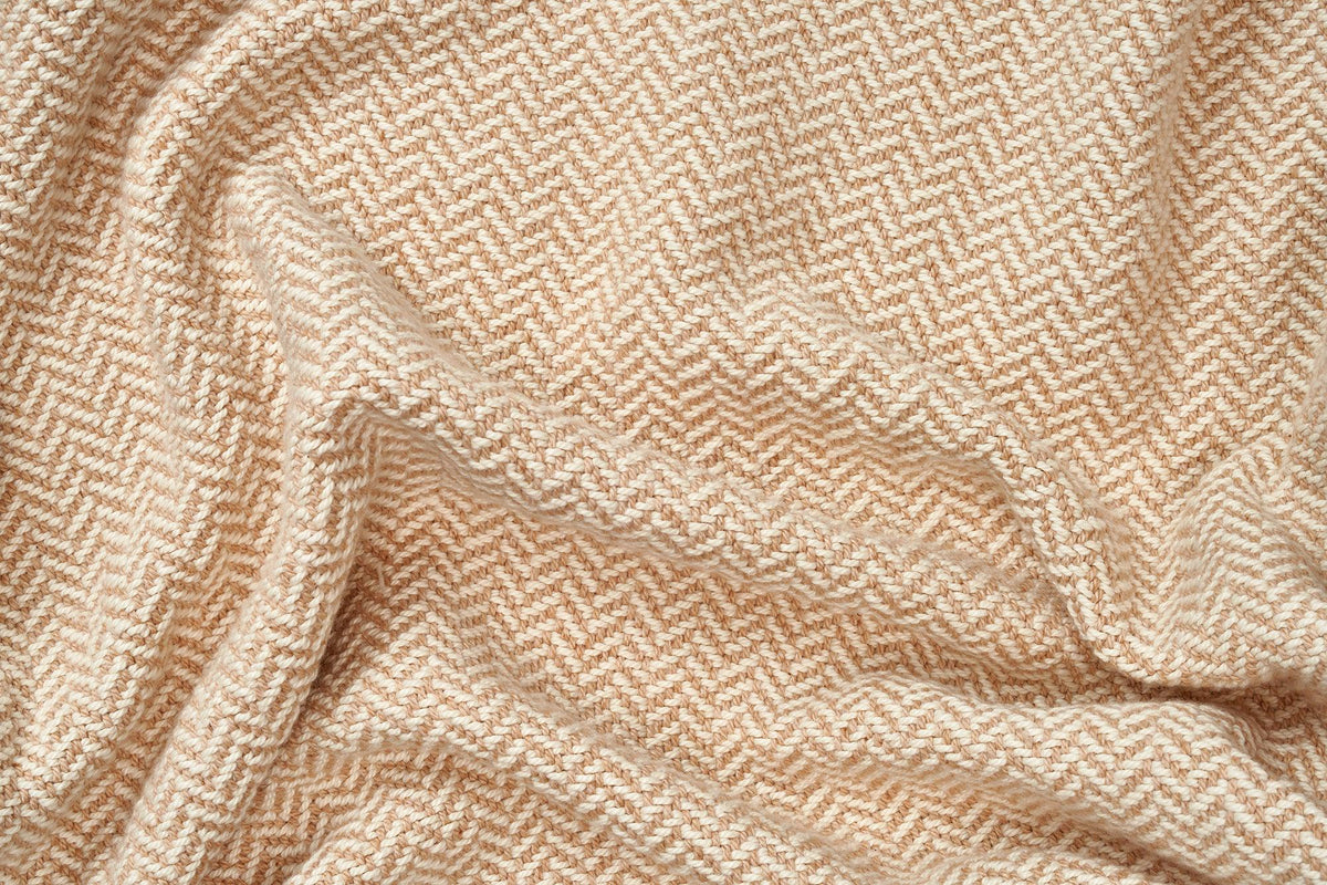 Folded Blanket Fabric American Harvest  Herringbone Weave Cotton Made in USA