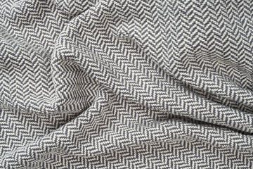Folded Blanket Fabric Mountain Grey  Herringbone Weave Cotton Made in USA