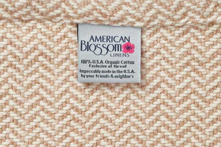 Folded Blanket Tag American Harvest  Herringbone Weave Cotton Made in USA