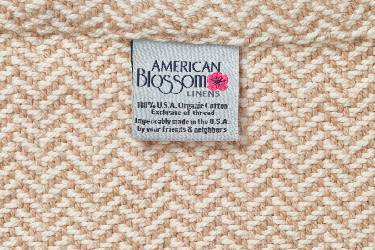 Folded Blanket Tag American Harvest  Herringbone Weave Cotton Made in USA