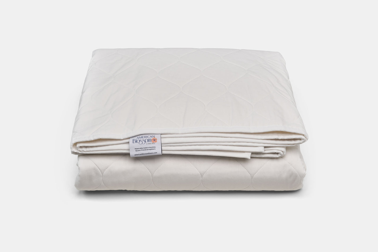 Front View Color White Quilted Bedspread 100% Cotton Made in USA