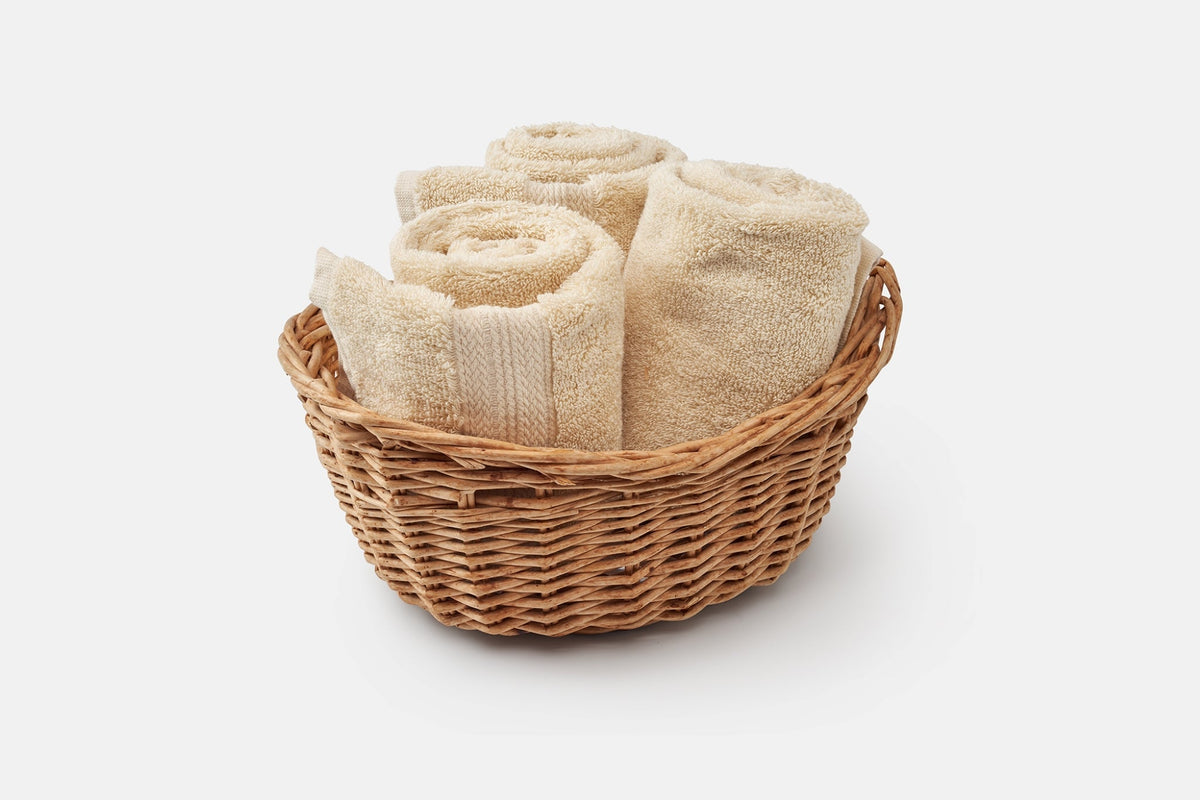 Towels in Basket Color Natural Bathroom Hand Towels Luxury Natural Cotton Made in USA
