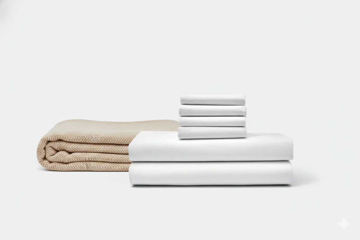Bed Sheet Set &amp; Cotton Blanket Bundle