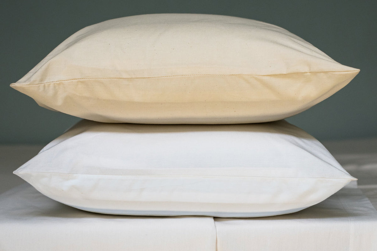 Stack Pillows Color Natural and White Cotton Pillowcases Made in America