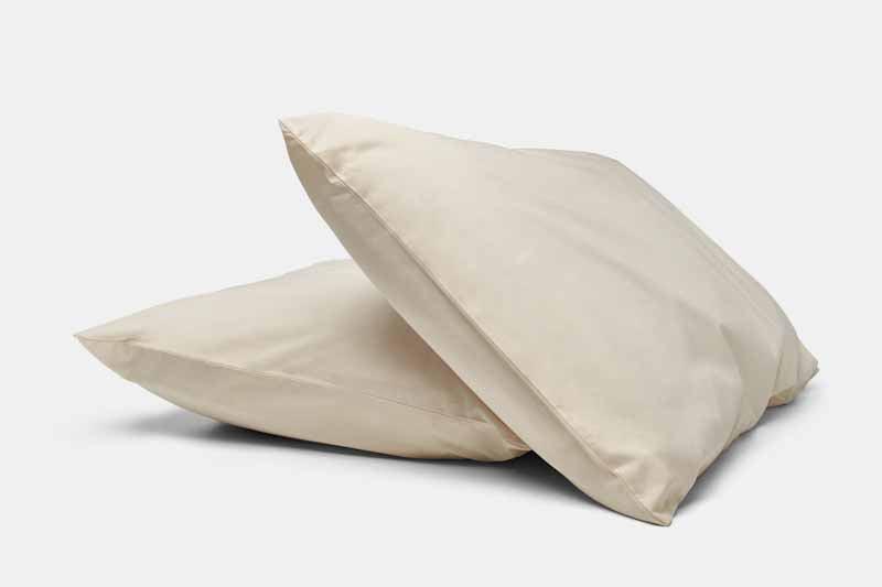 Two Pillows Stacked Color Natural Bed Pillow Cases / Covers Natural Cotton Made In USA