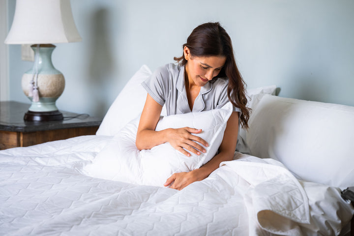 Woman Looking at Sham Color White Quilted Pillow Sham 100% Cotton Made in USA