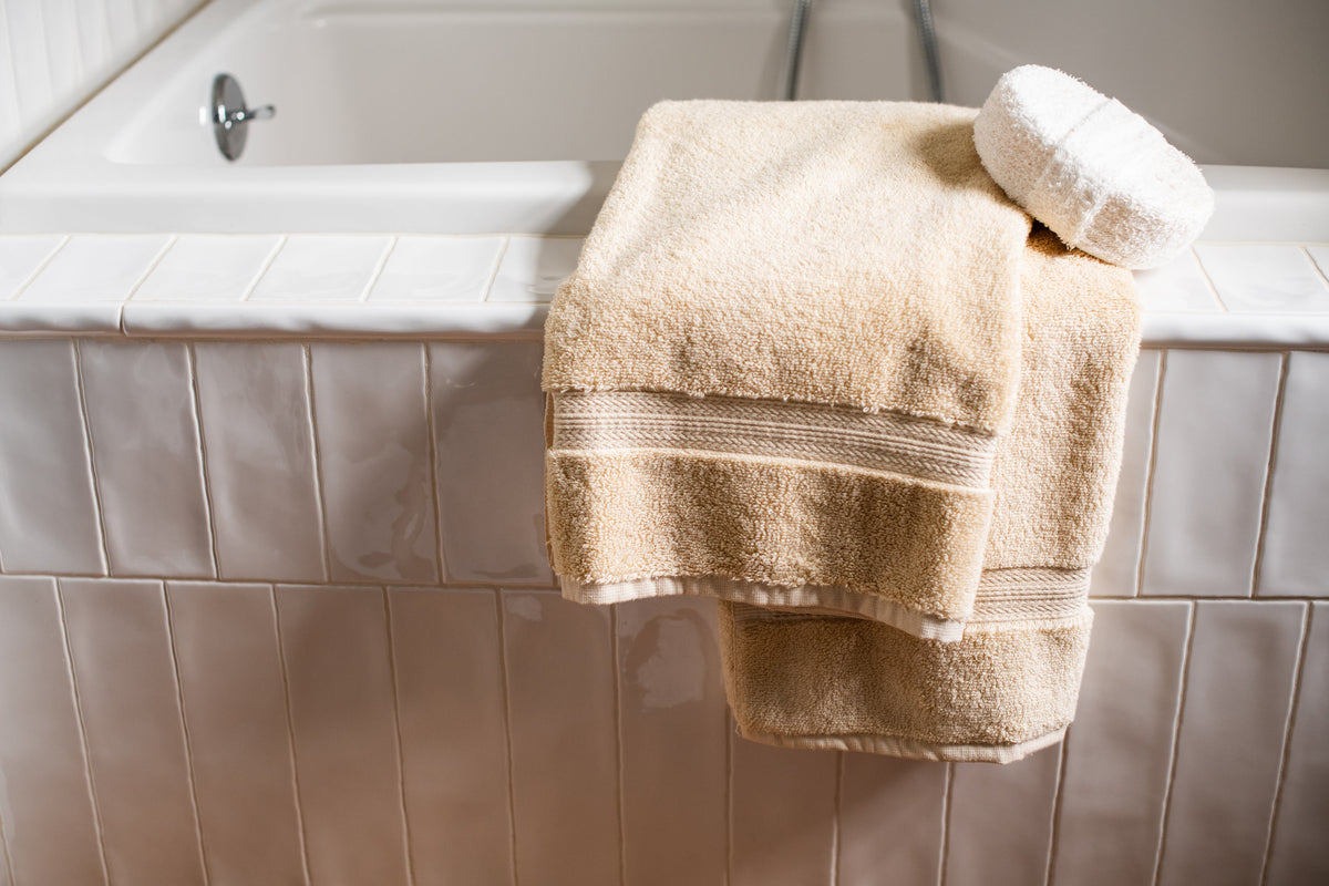 Towels on Bathtub Color Natural Bath Towels Ethically Made Luxury Cotton Made in USA