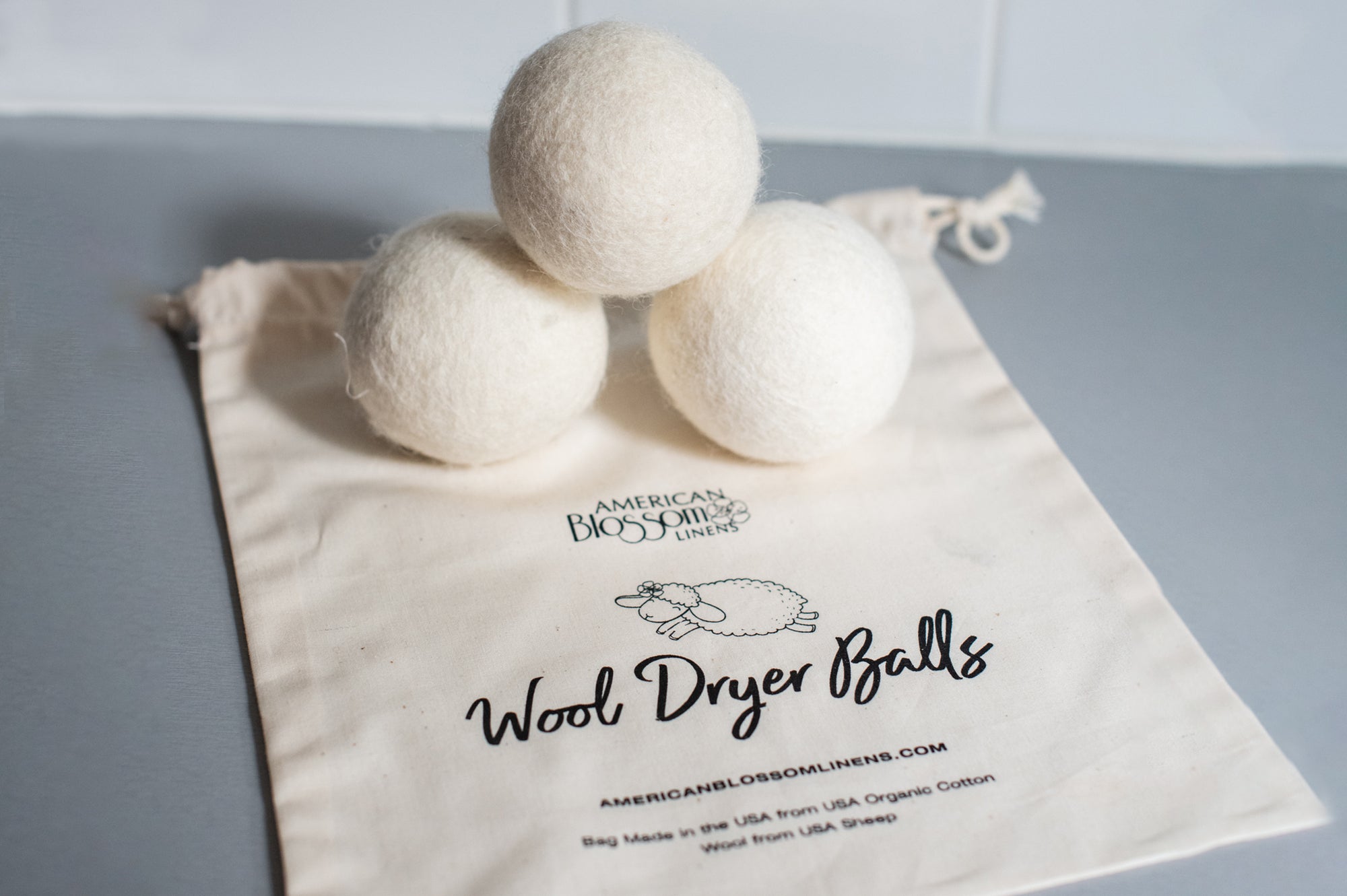 Balls on Bag Reusable Dryer Ball Set Natural Wool Made in USA