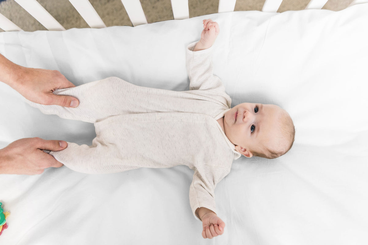 Baby in Crib Color White Baby Bedding Crib Sheet Soft Natural Cotton Made in USA