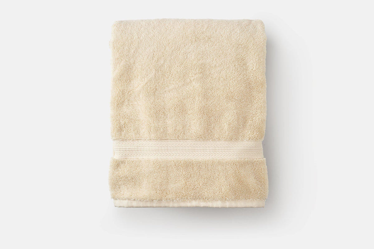 Folded Bath Towel Color Natural Bath Towels Ethically Made Luxury Cotton Made in USA