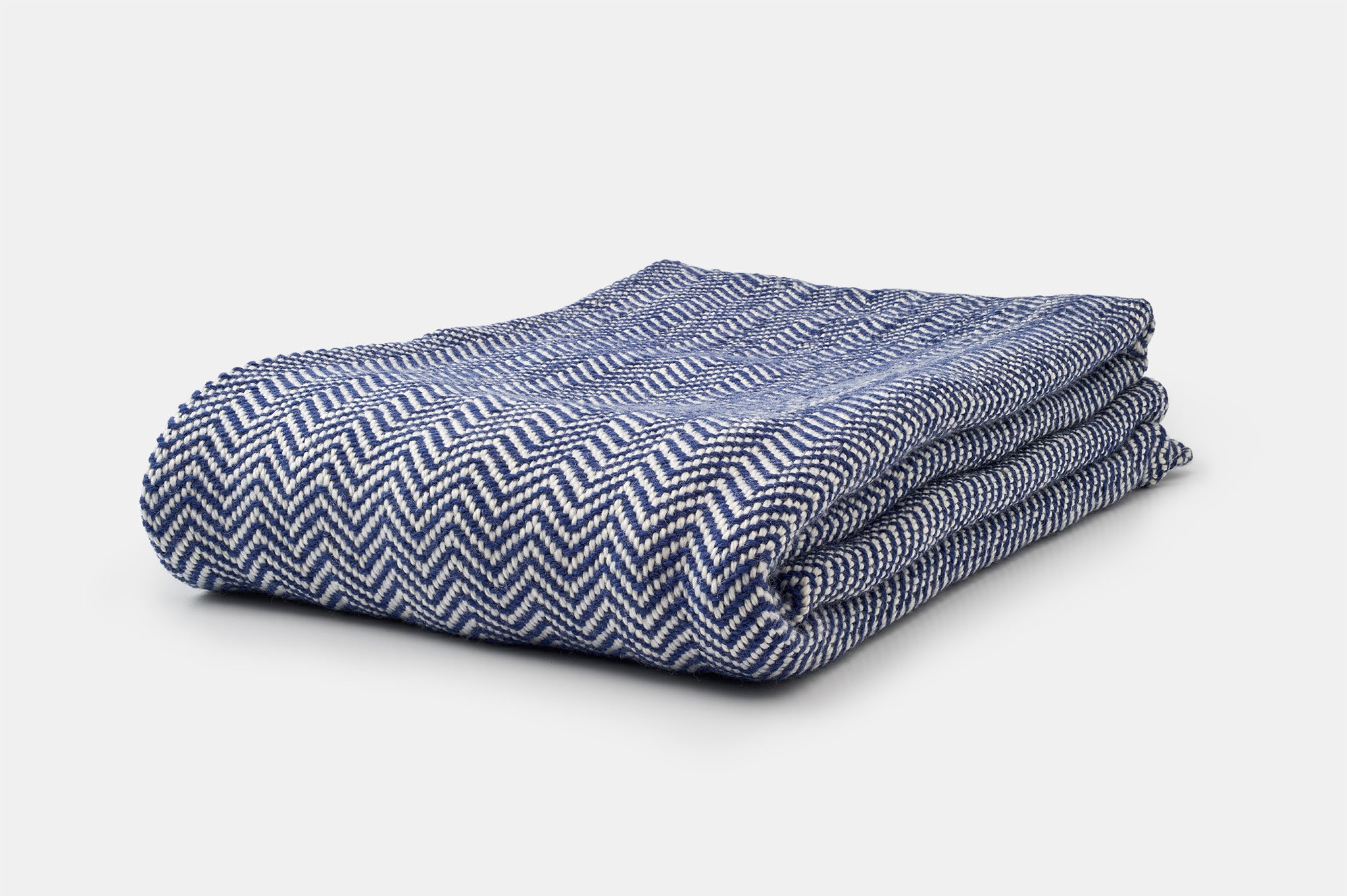 Throw Size Blanket Chevron Pattern Soft Wool Made in USA American Blossom Linens