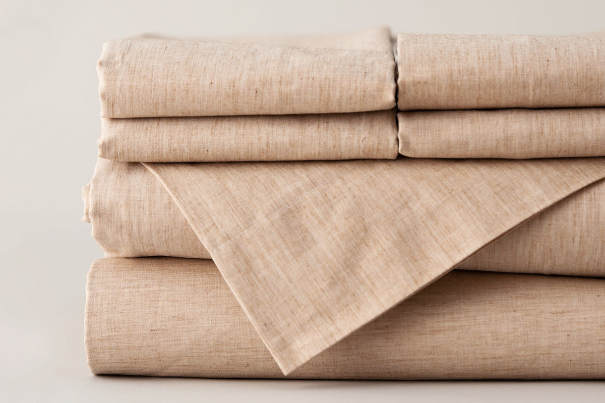 Organic Cotton Sheet Set folded and stacked.