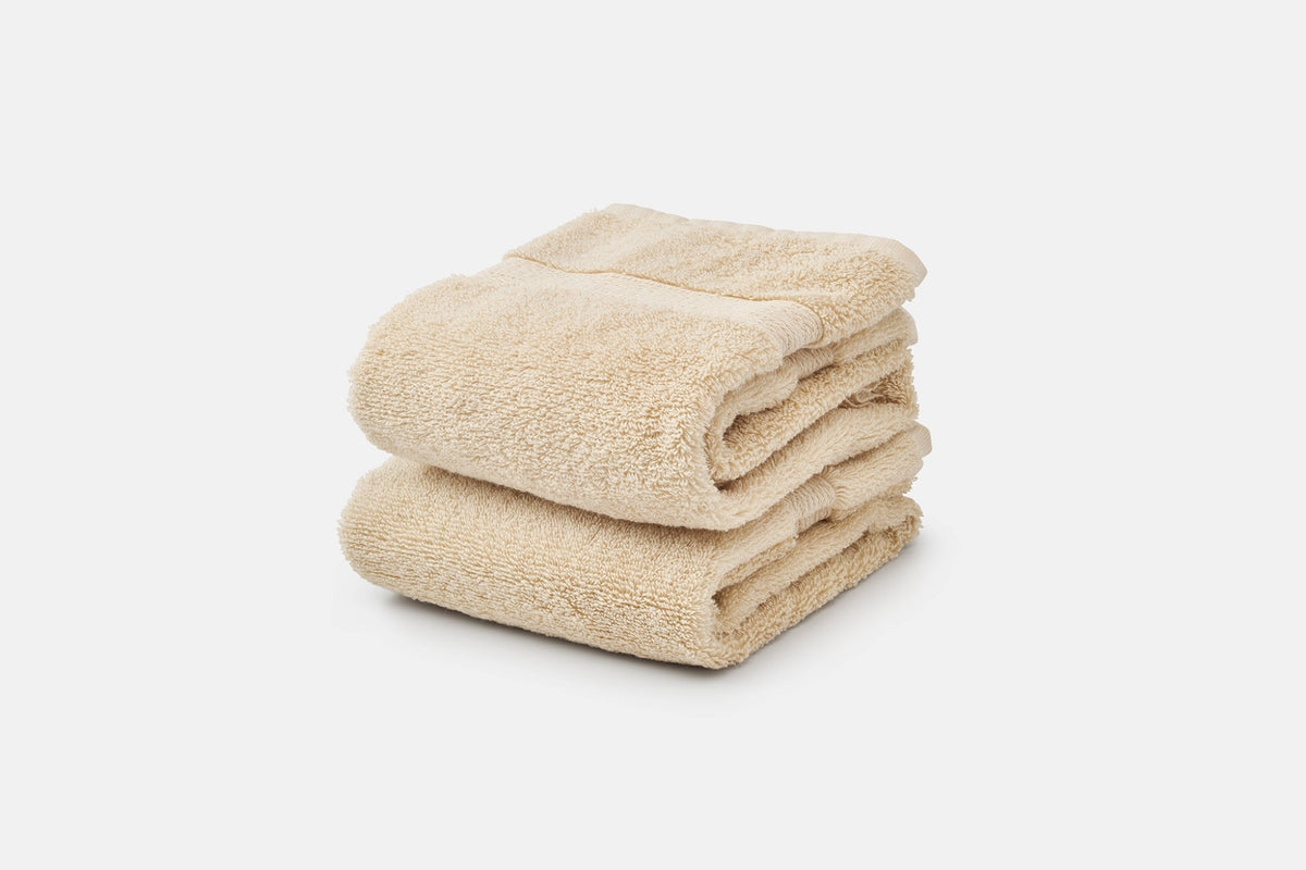 Stacked Towels Color Natural Bathroom Hand Towels Luxury Natural Cotton Made in USA