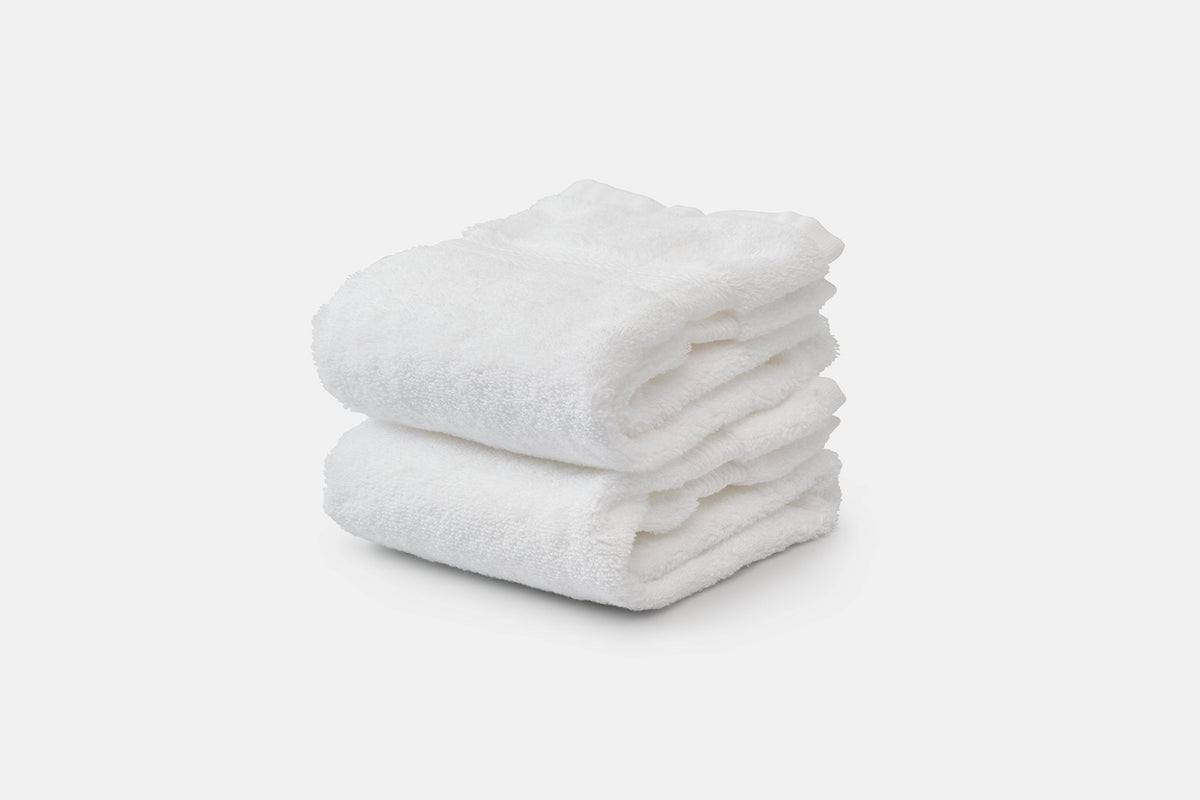 Stacked Towels Color White Bathroom Hand Towels Luxury Natural Cotton Made in USA
