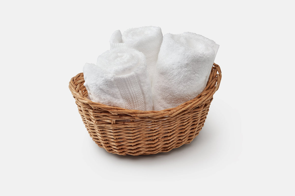 Towels in Basket Color White Bathroom Hand Towels Luxury Natural Cotton Made in USA