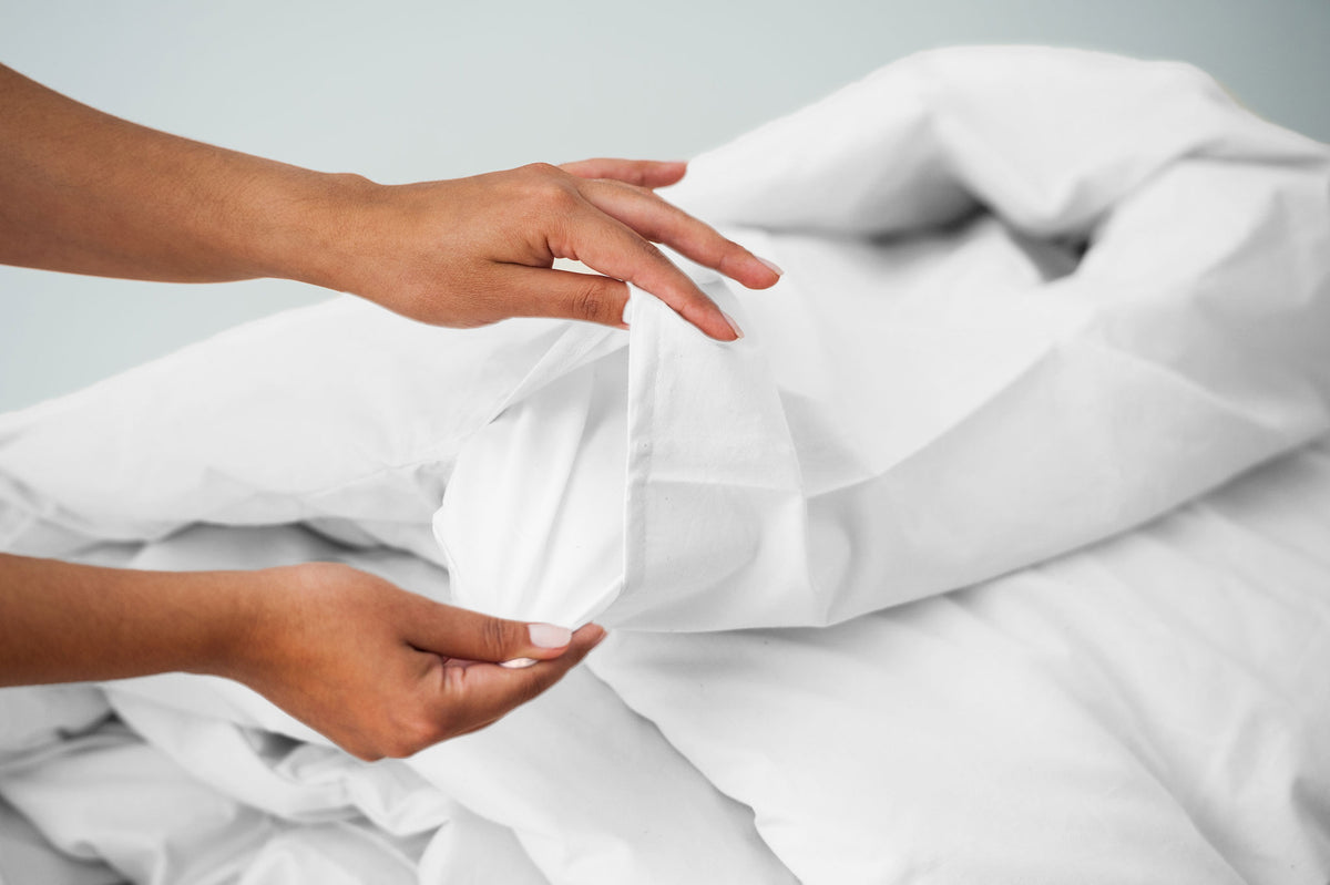 Handholds Color White Duvet (Quilt) Cover Set Natural Cotton Made in USA