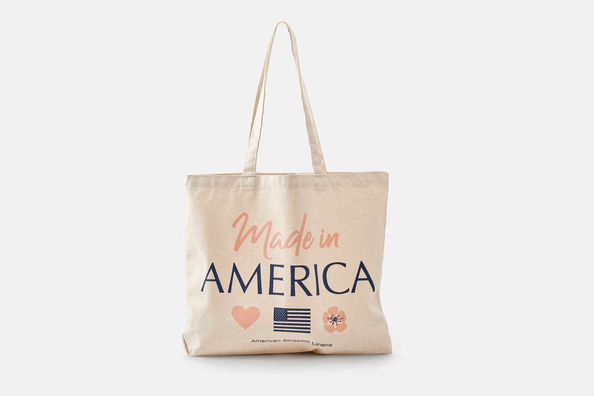 Shoulder Tote Bag Natural Cotton &quot;Made in America&quot; Print