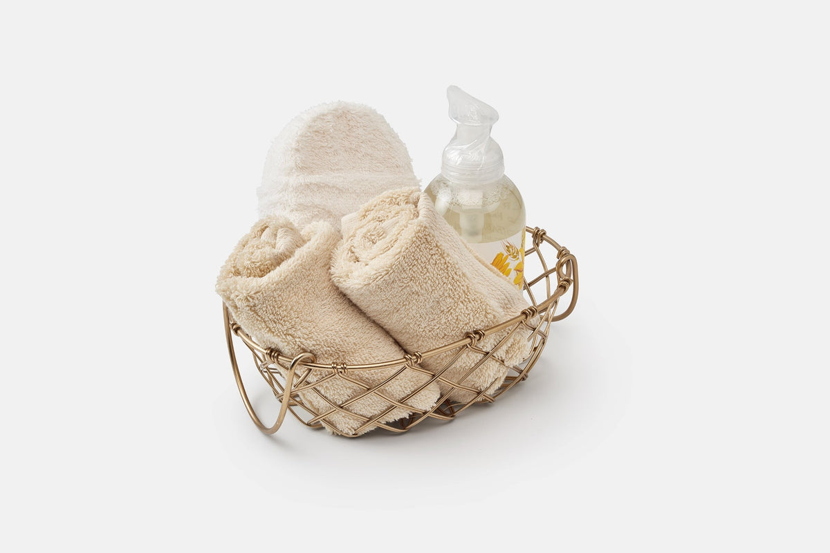 Washcloths in Basket Color Natural Bathroom Washcloths Luxury Natural Cotton Made in USA