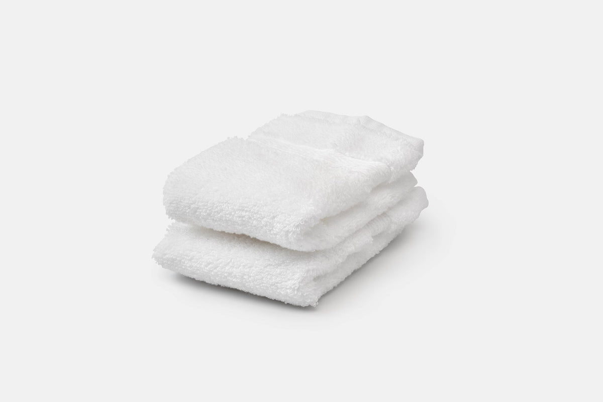 Stack of Washcloths Color White Bathroom Washcloths Luxury Natural Cotton Made in USA