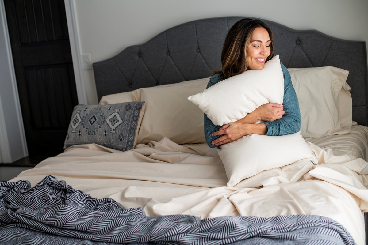 Woman Hugging Pillow Bed Pillow Natural Cotton Wool Fill Made in USA
